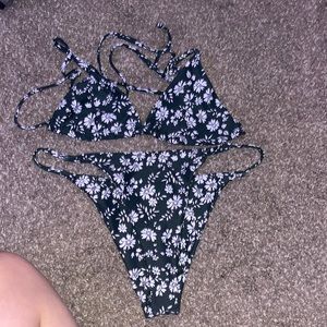 Green Flower String Bikini